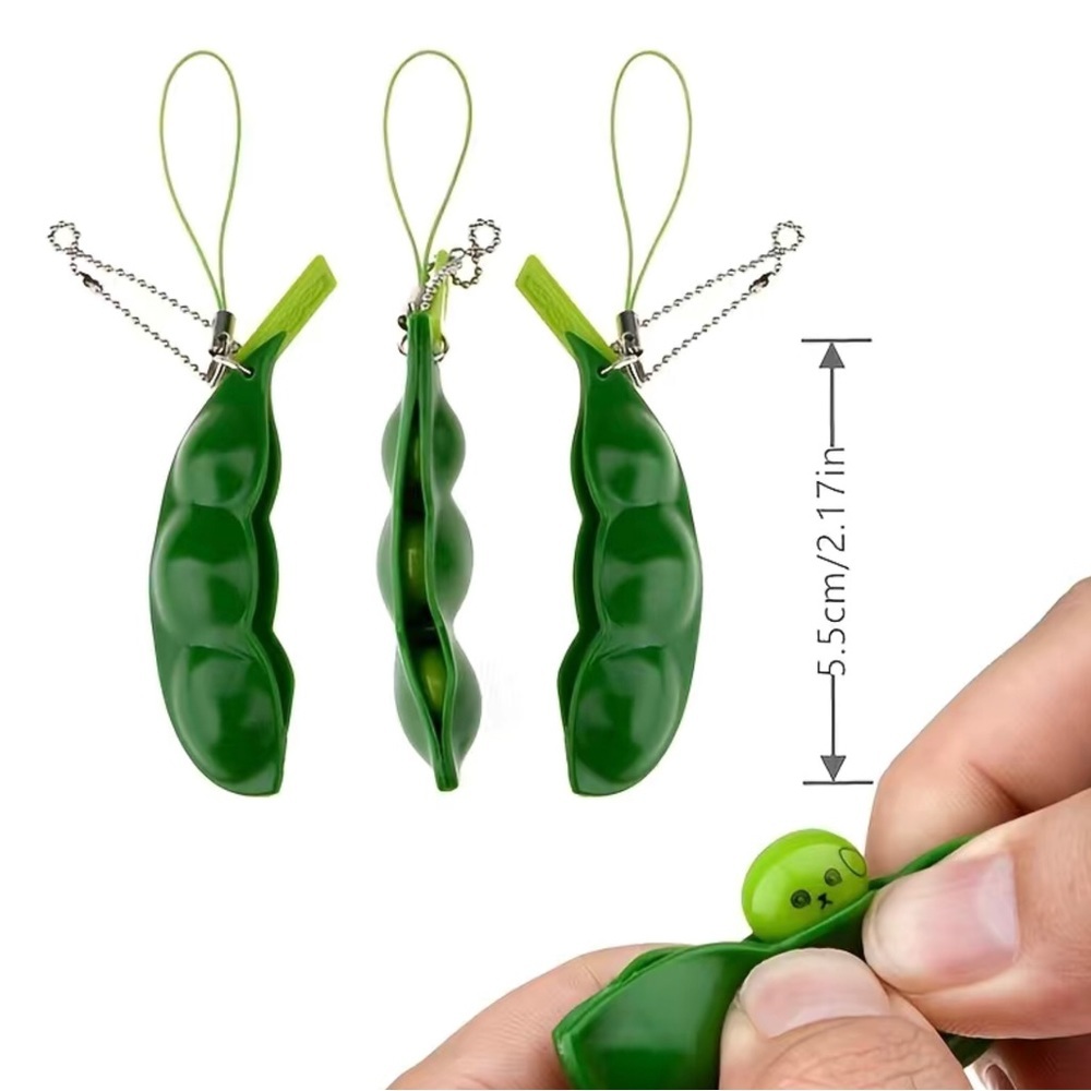 Cute Edamame Pea Pod Fidget Keychain – Stress Relief Toy for Anxiety kids adult - Picture 5 of 6